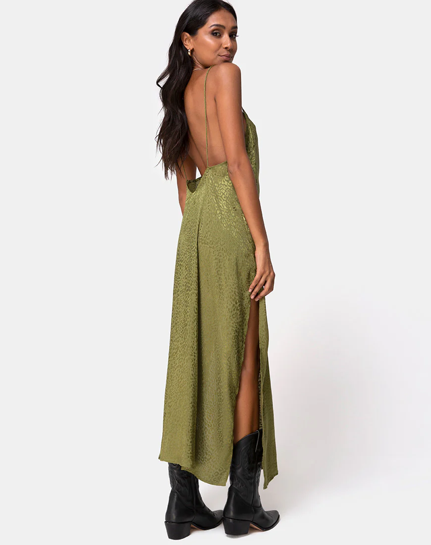 Hime Dress in Satin Cheetah Khaki - Image 5