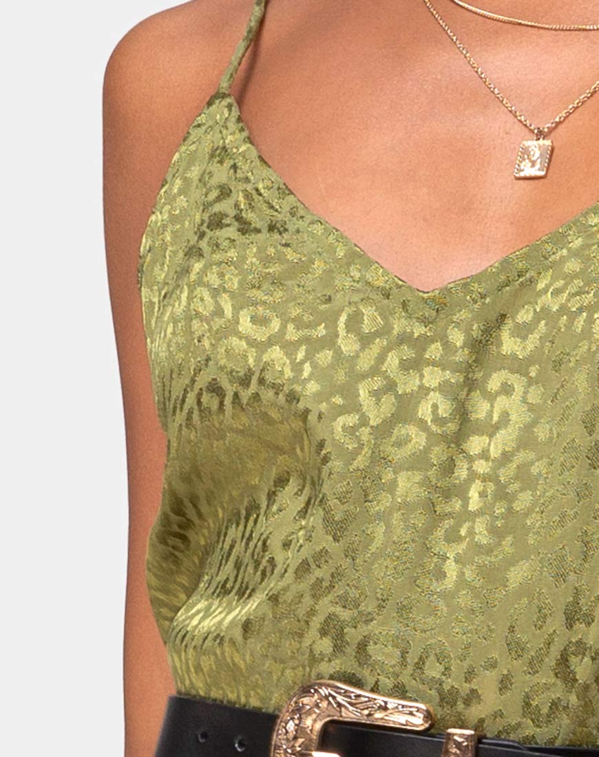 Hime Dress in Satin Cheetah Khaki - Image 6
