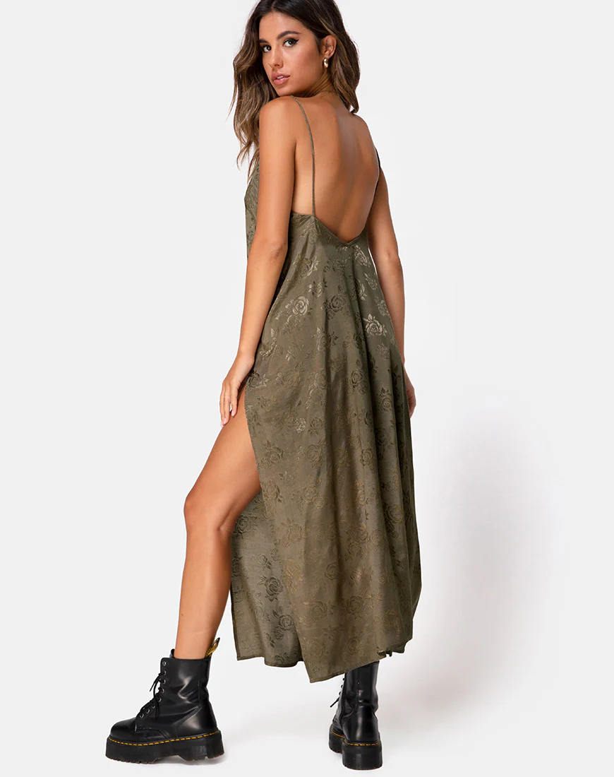 Hime Maxi Dress in Satin Rose Silver Grey - Image 2
