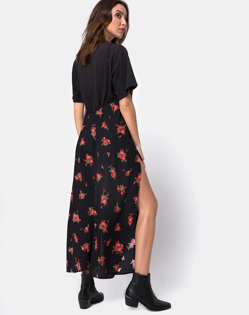 Hime Maxi Dress in Soi Rose Black and Red - Image 4