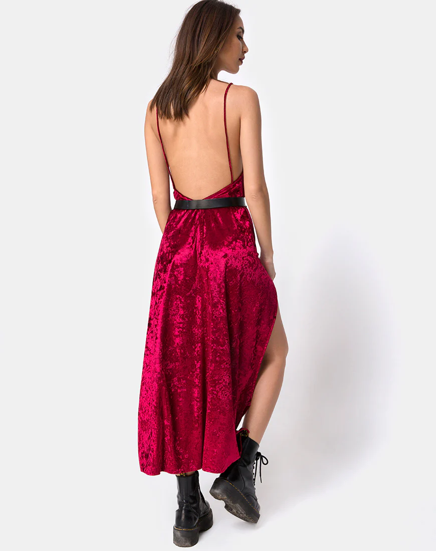 Hime Maxi Dress in Burgundy Velvet - Image 2