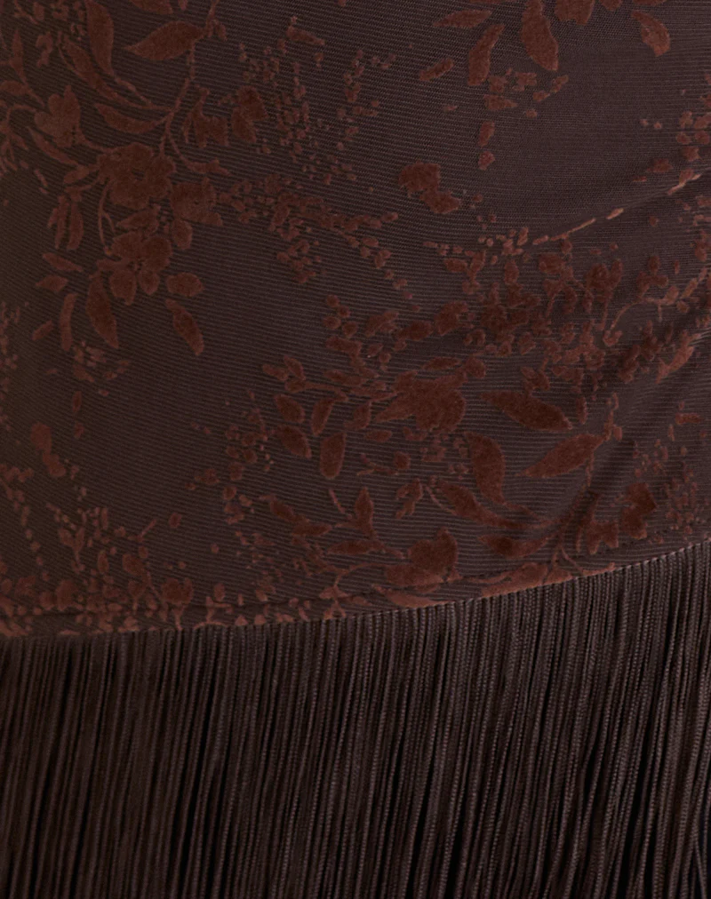 Hineco High Neck Top in Fine Leaf Flower Ganache - Image 7