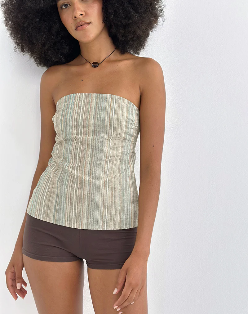 Hisana Bandeau Top in Stripe Yellow - Image 2