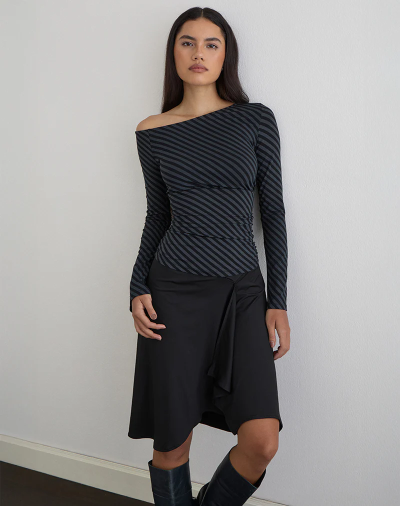 Hoang Slouch Top in Oblique Stripe Ocean Storm - Image 5