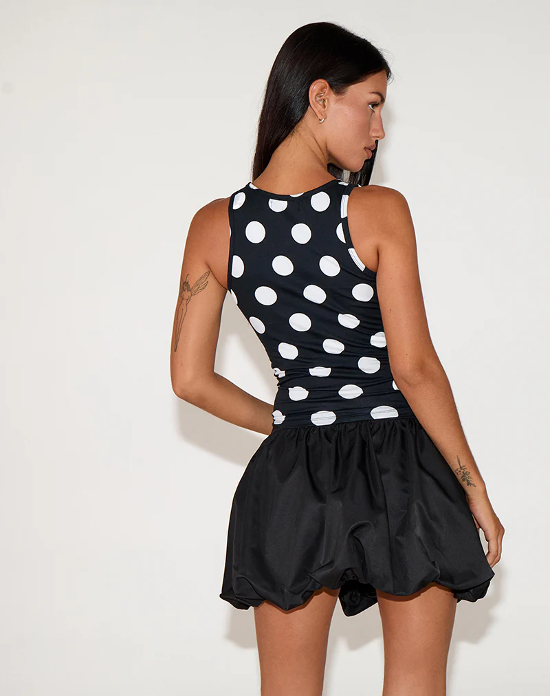 Hojiso Puffball Mini Skirt in Black - Image 4