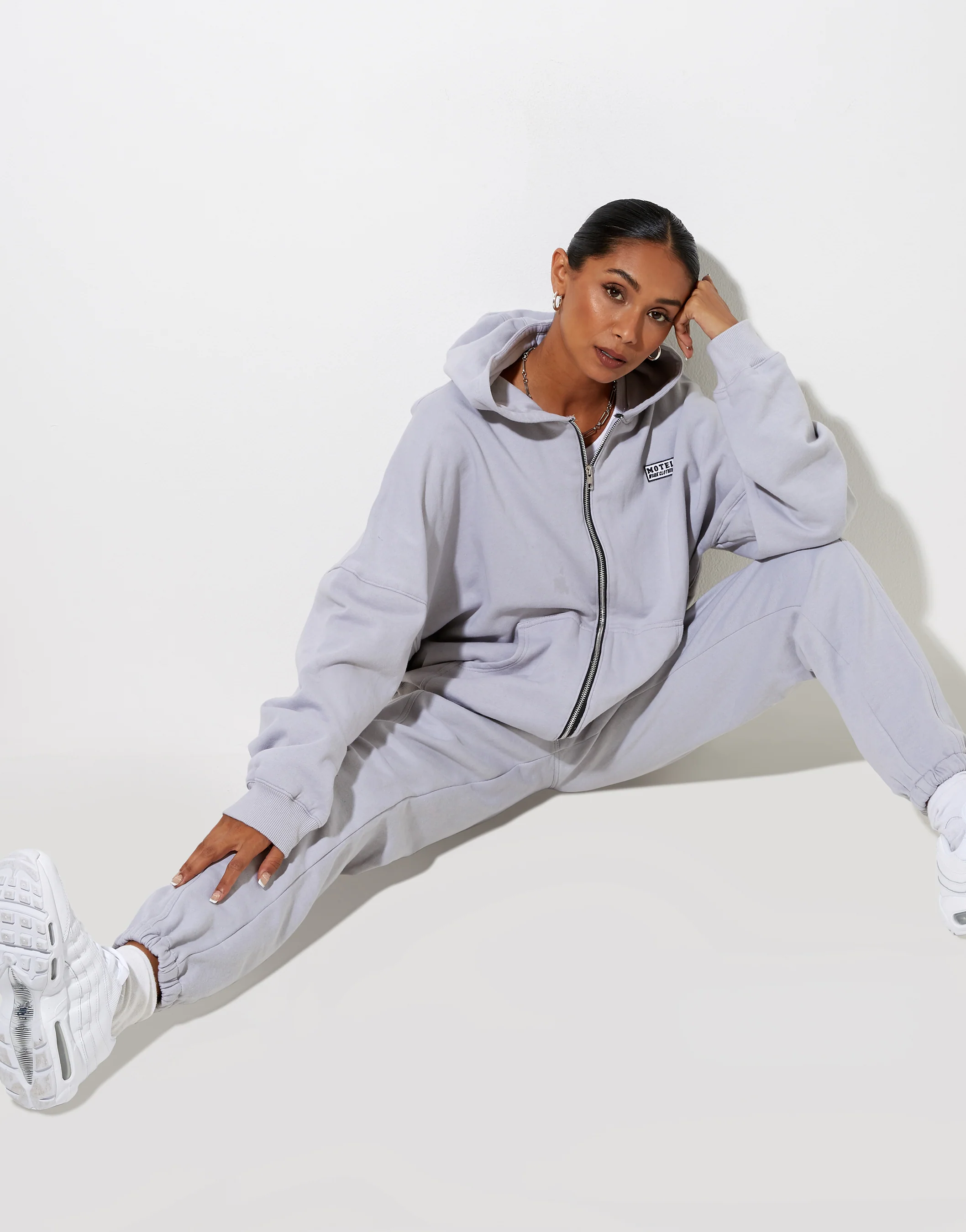 Hollack Hoodie in Lunar Rock with Motel Work Clothing Label Embro - Image 4
