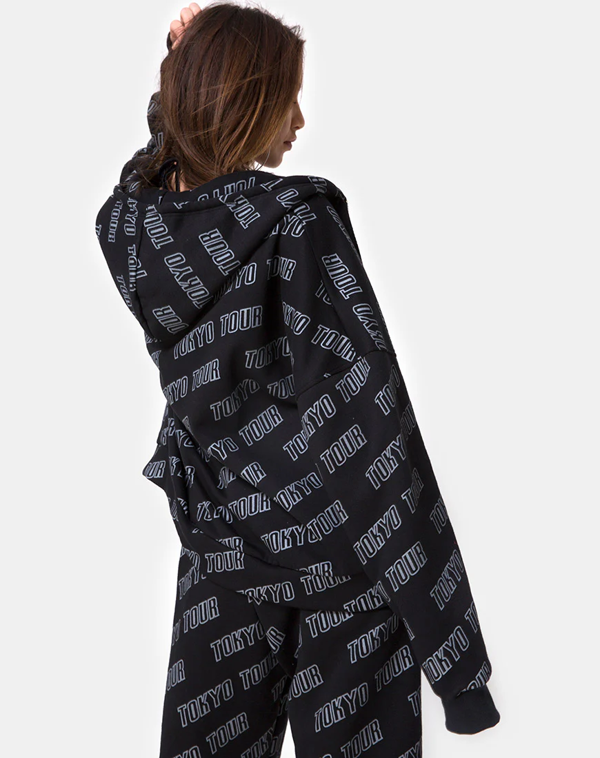 Hollack Zip Hoody in Tokyo Tour Black - Image 2