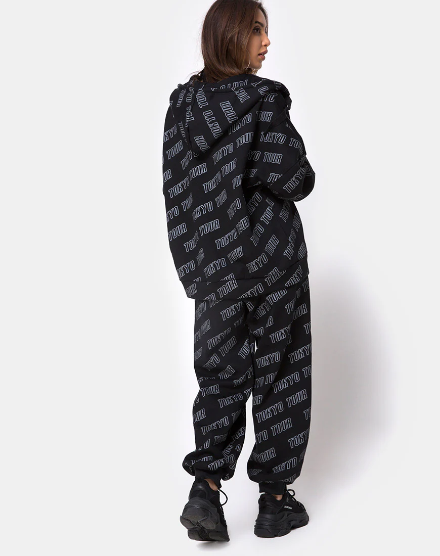 Hollack Zip Hoody in Tokyo Tour Black - Image 4