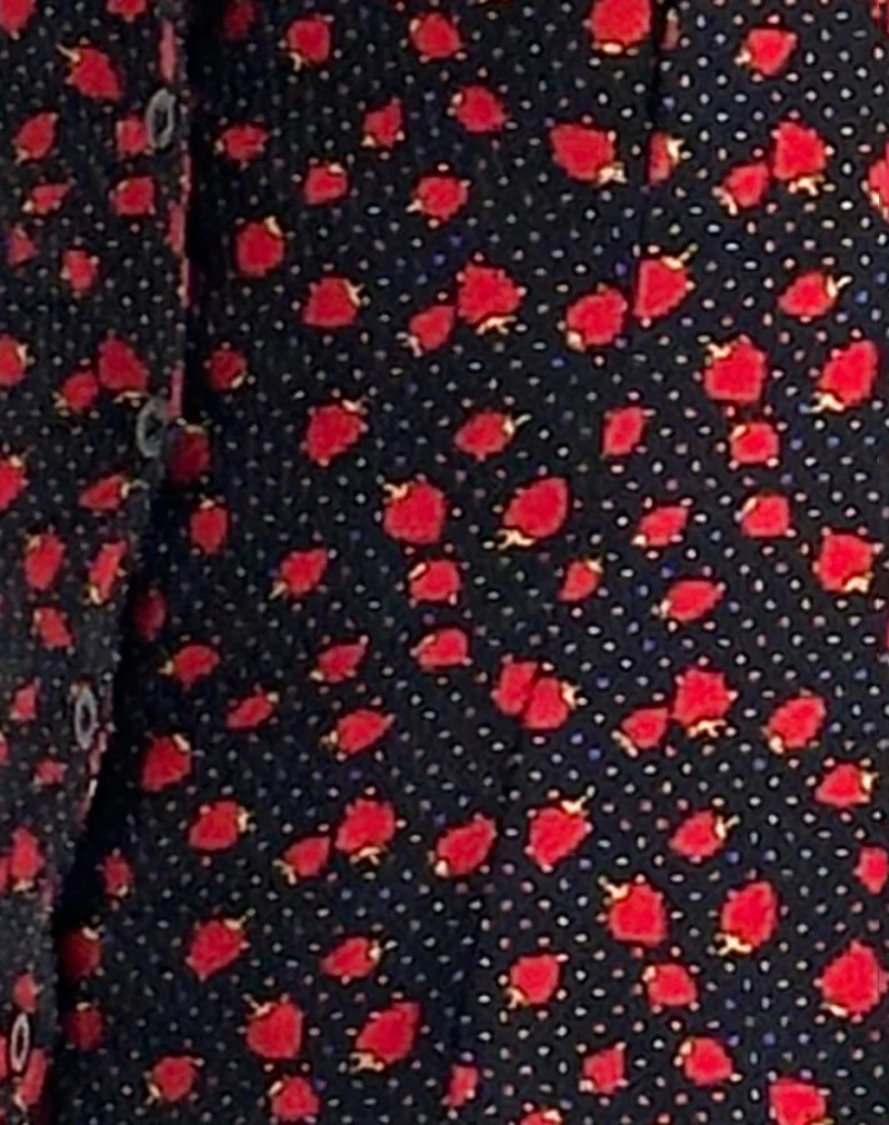 Holmana Mini Dress in Strawberry Polka Black - Image 5