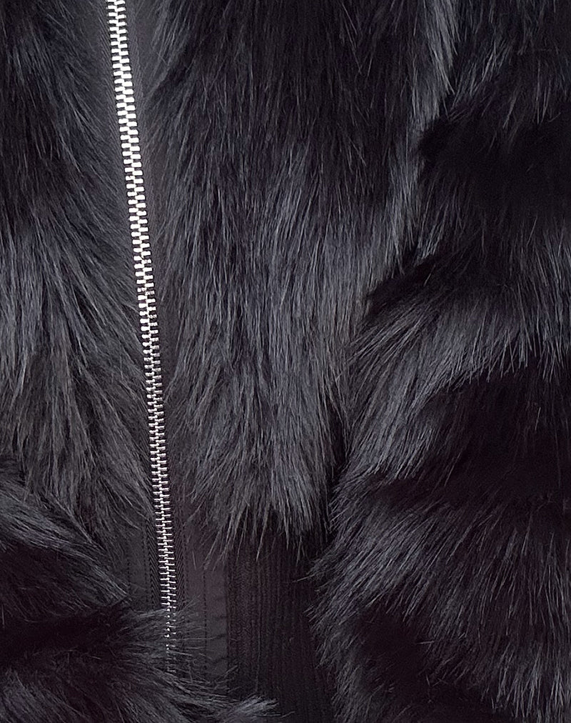 Homari Shaggy Faux Fur Jacket in Black - Image 6