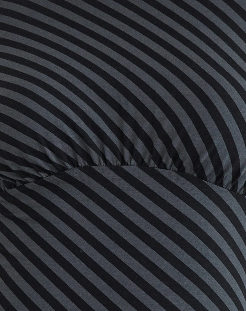 Hongsai Mini Dress in Oblique Stripe Ocean Storm - Image 6