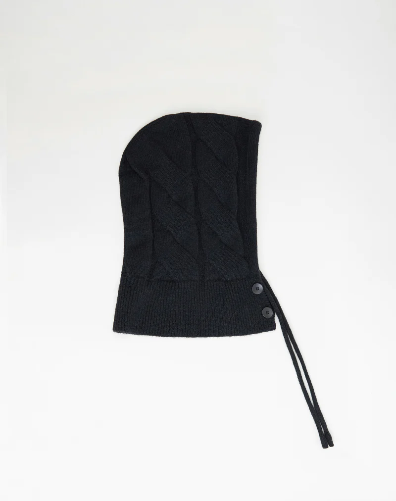 Hood Hat in Knit Black - Image 4