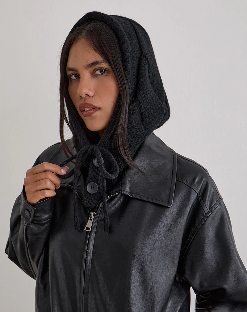 Hood Hat in Knit Black - Image 5
