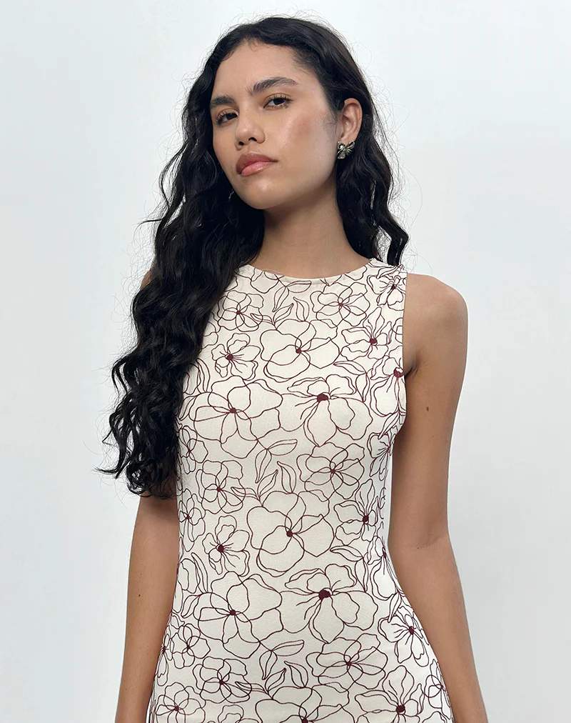 Hoover Maxi Dress in Line Flower Cream - Image 2