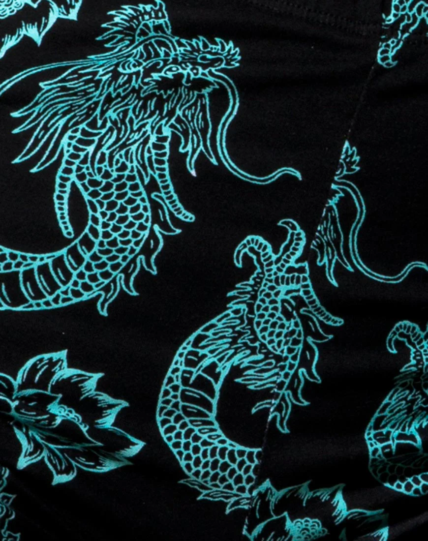 Hot Pant in Dragon Flower Black and Mint - Image 5