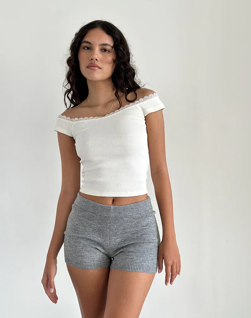 Husan Hot Pants in Knit Grey - Image 2
