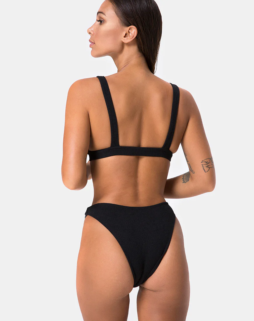 Hyuna Bikini Top in Black with Silver Buckle - Image 3