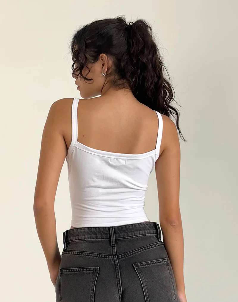 Icah Cami Top in White with Stars - Image 3