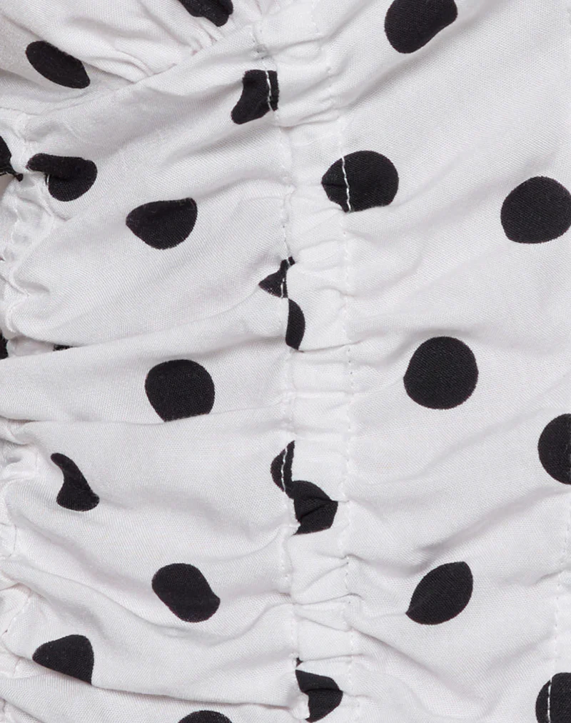 Ilase Ruched Blouse in 80s Polka White - Image 6
