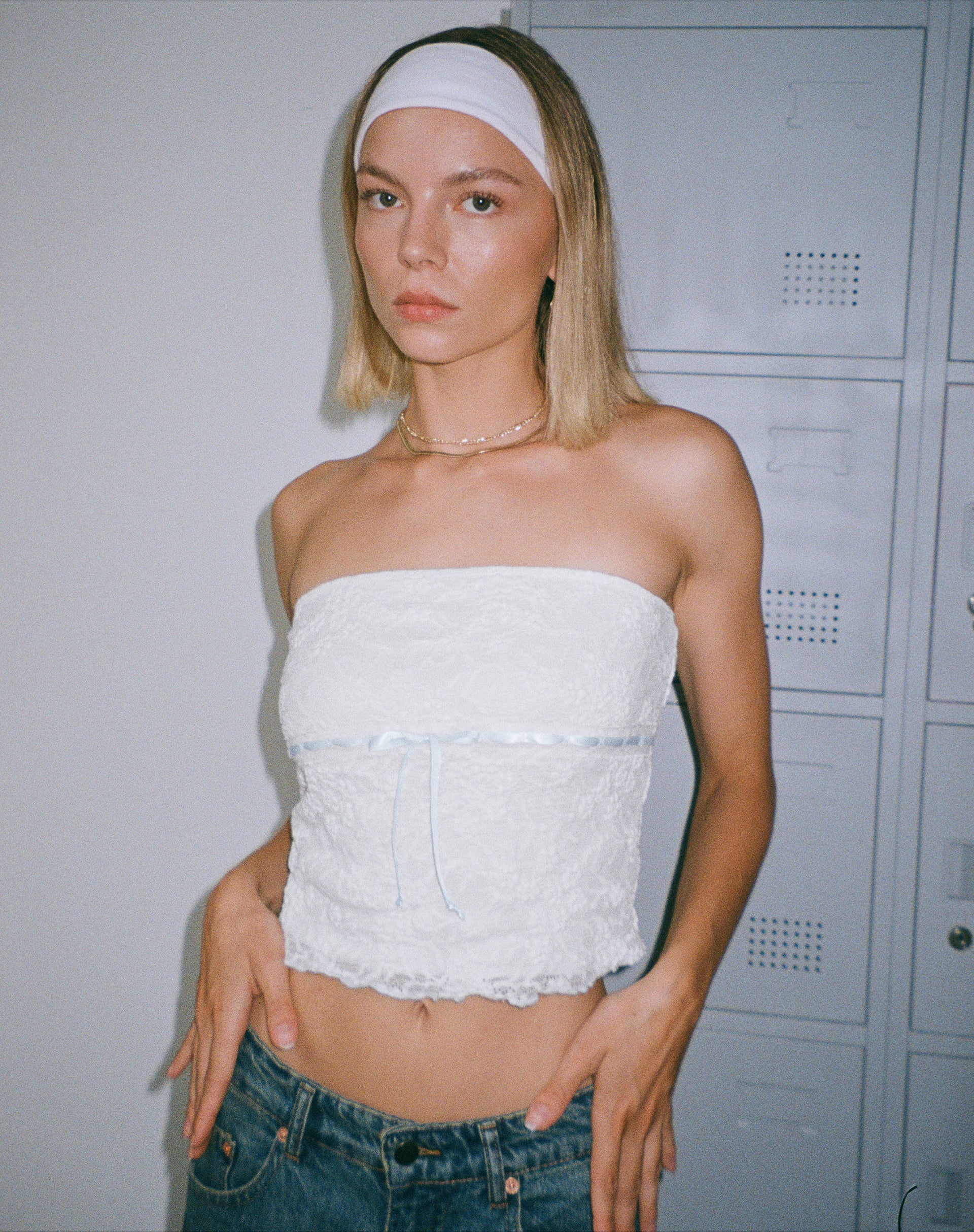 Ilina Bandeau Top in Lace Ivory - Image 2