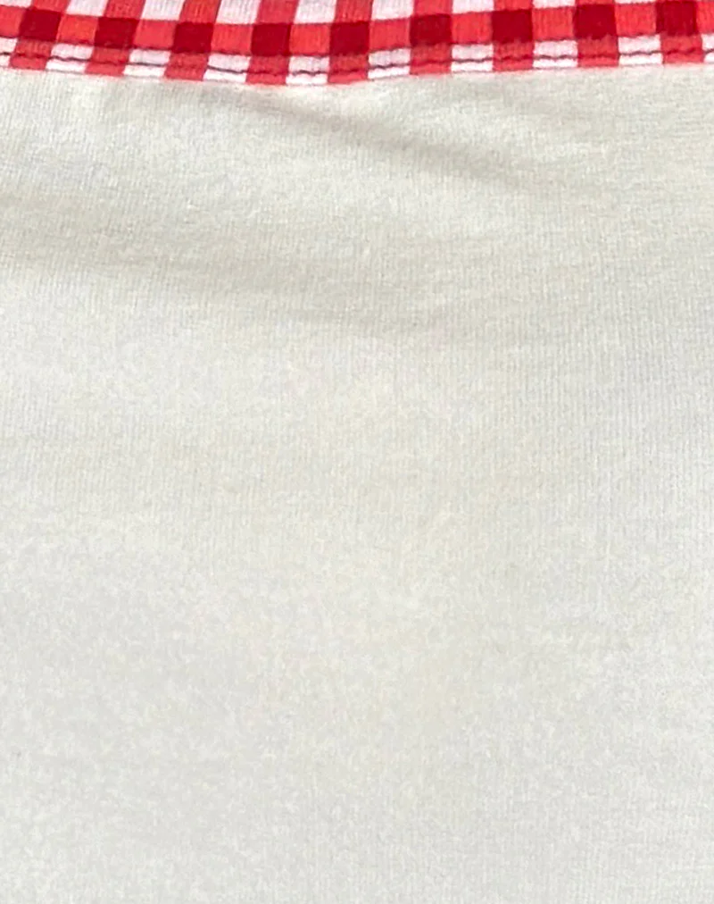 Ilisna Top in Off White with Red Gingham Binding - Image 5