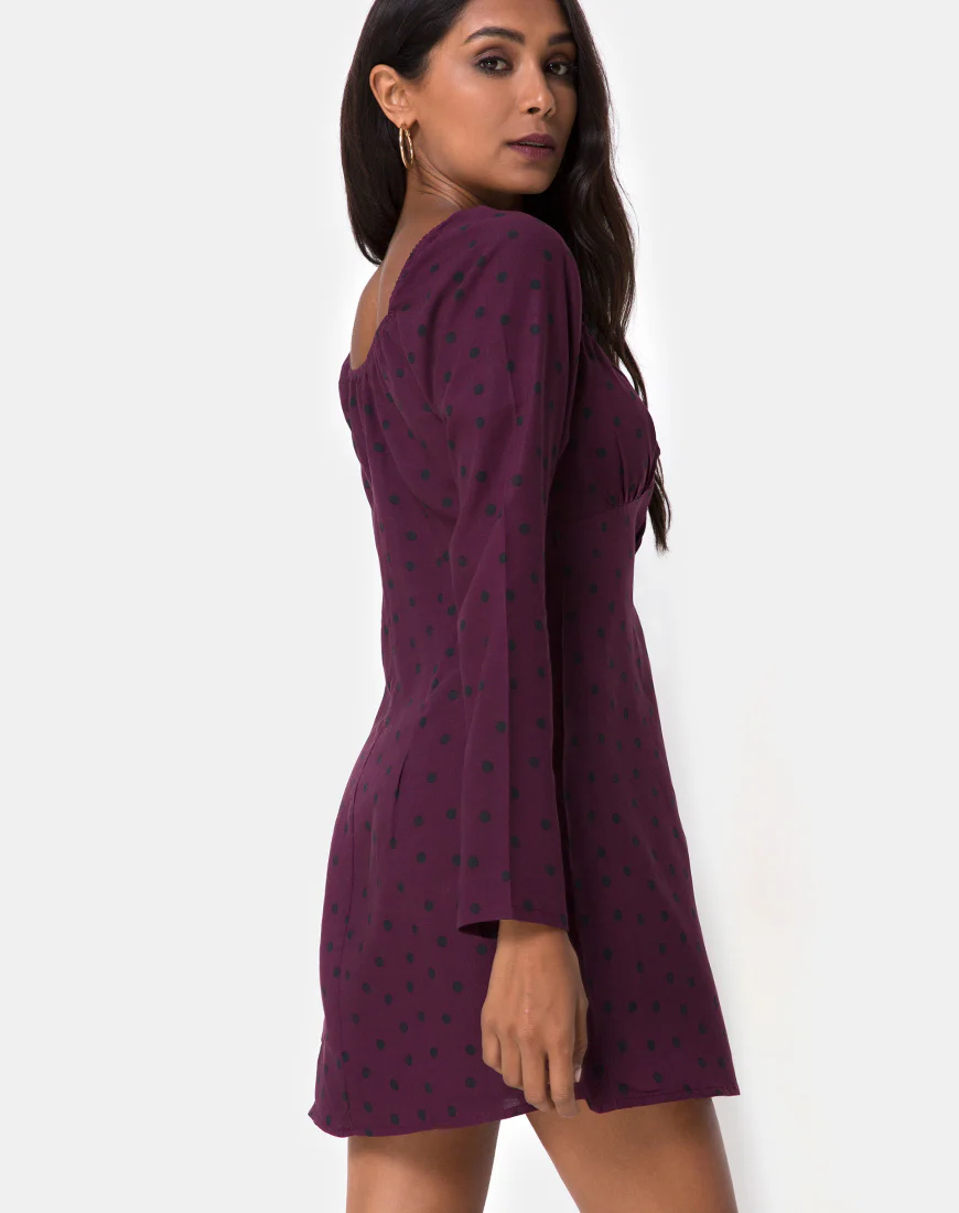 Ilova Dress in Skater Polka Wine - Image 2