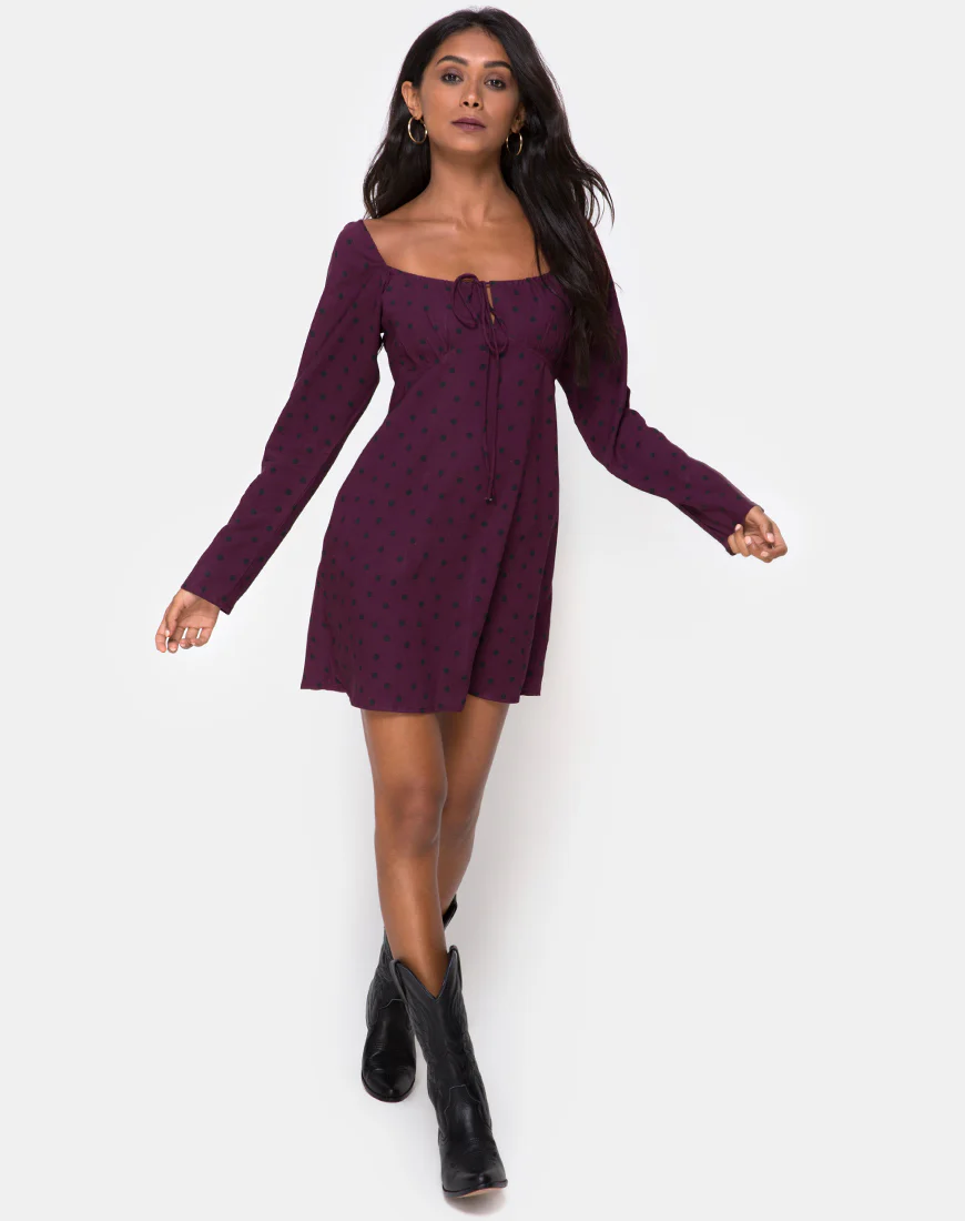 Ilova Dress in Skater Polka Wine - Image 3