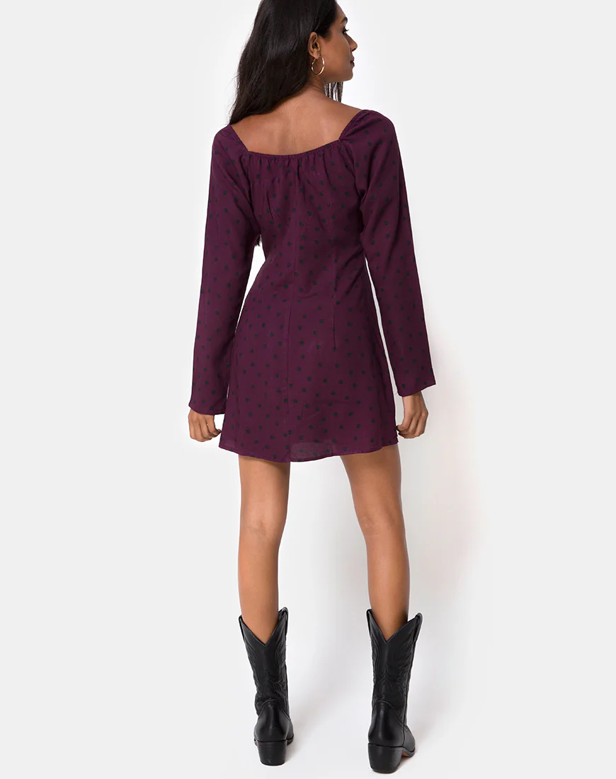 Ilova Dress in Skater Polka Wine - Image 4