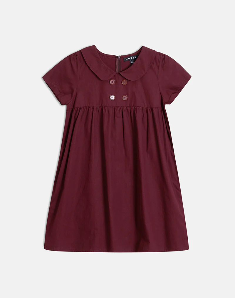 Imiraty Babydoll Mini Dress in Poplin Maroon - Image 5