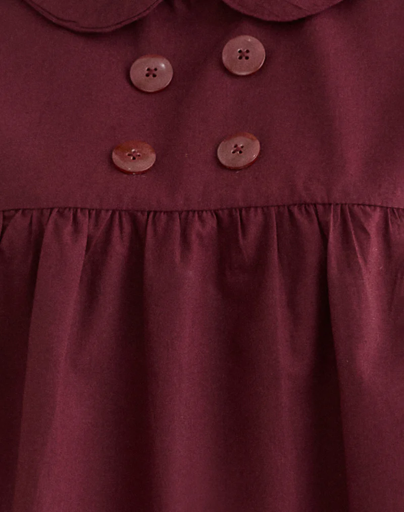 Imiraty Babydoll Mini Dress in Poplin Maroon - Image 6