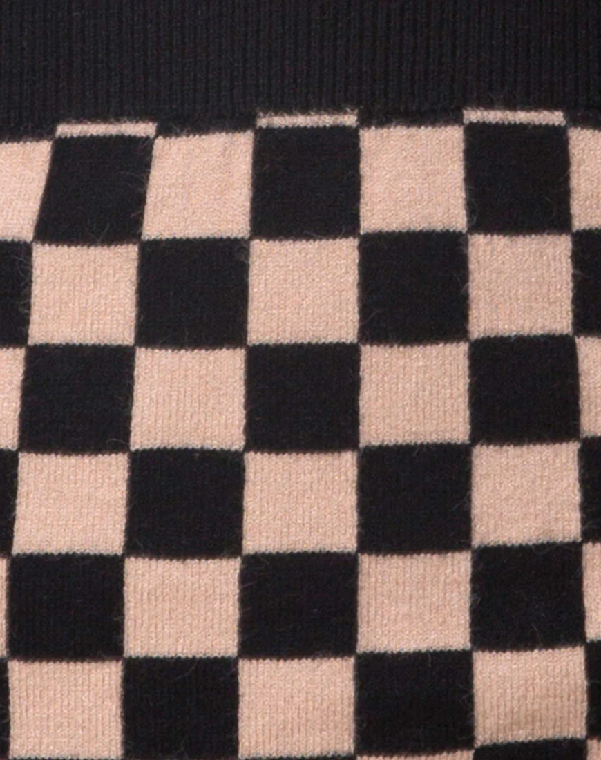 Immie Mini Skirt in Checkerboard Tan - Image 5