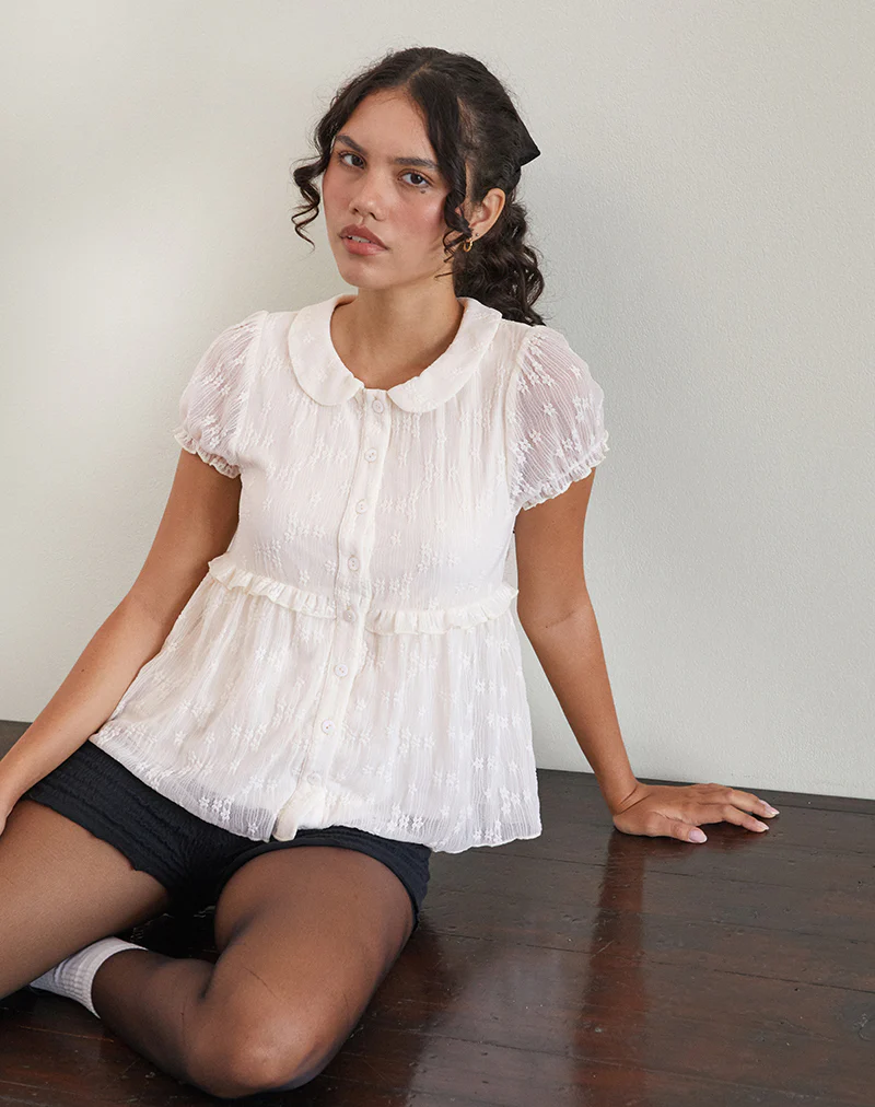Immy Blouse in Lace Ivory - Image 6