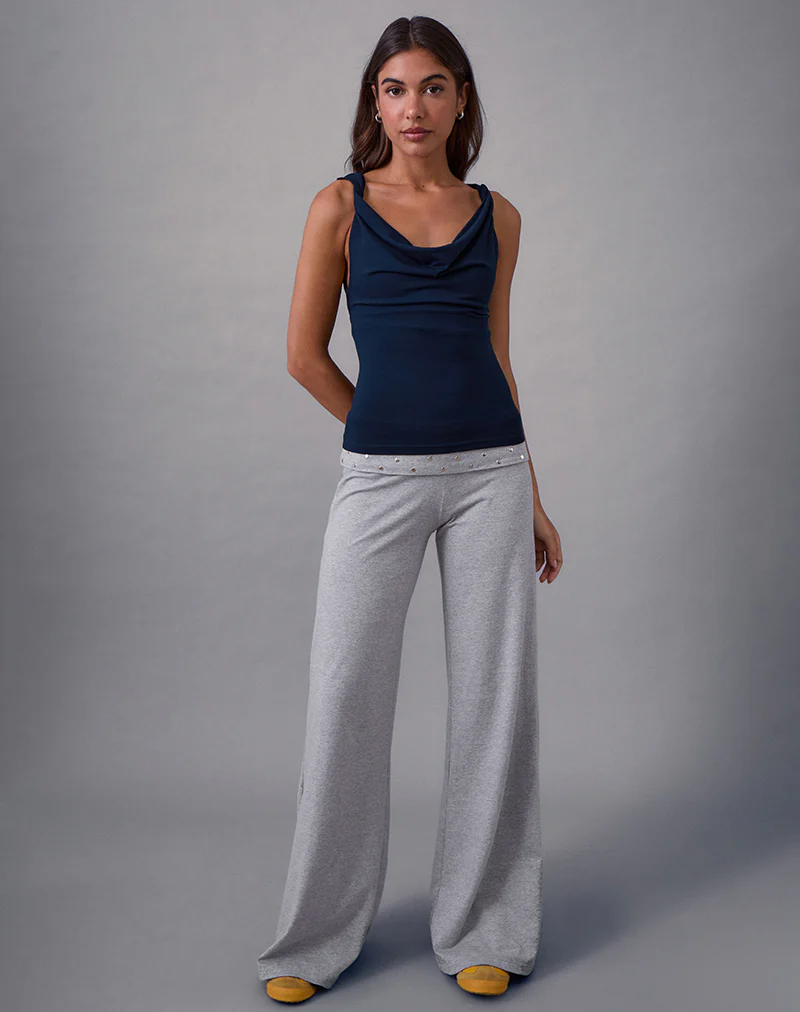 Imrie Open Back Top in Rayon Jersey Navy - Image 4