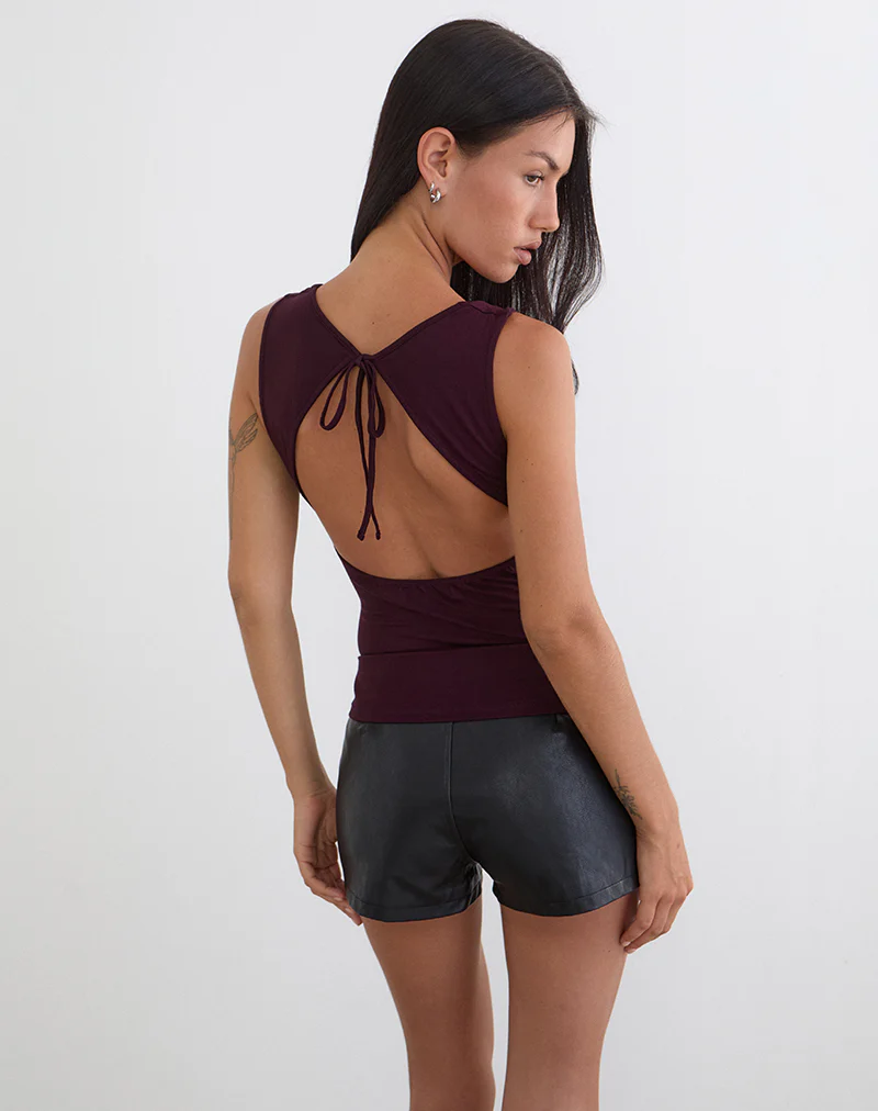 Imrie Open Back Top in Rayon Jersey Redwood - Image 6