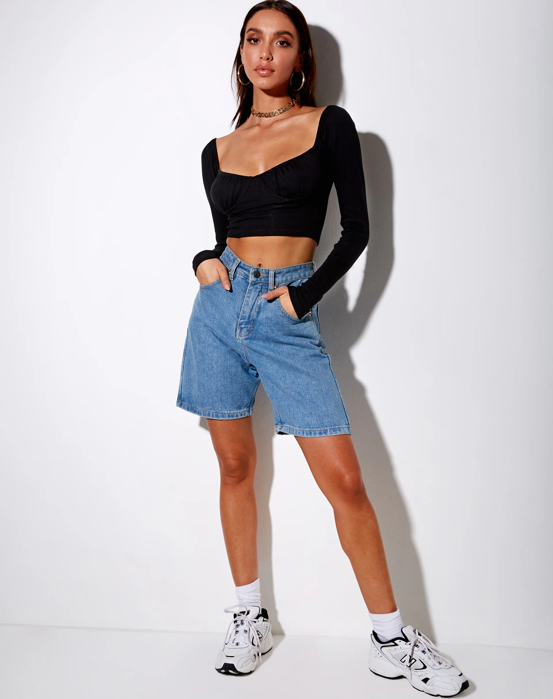 Inalo Crop Top in Rib Black - Image 3