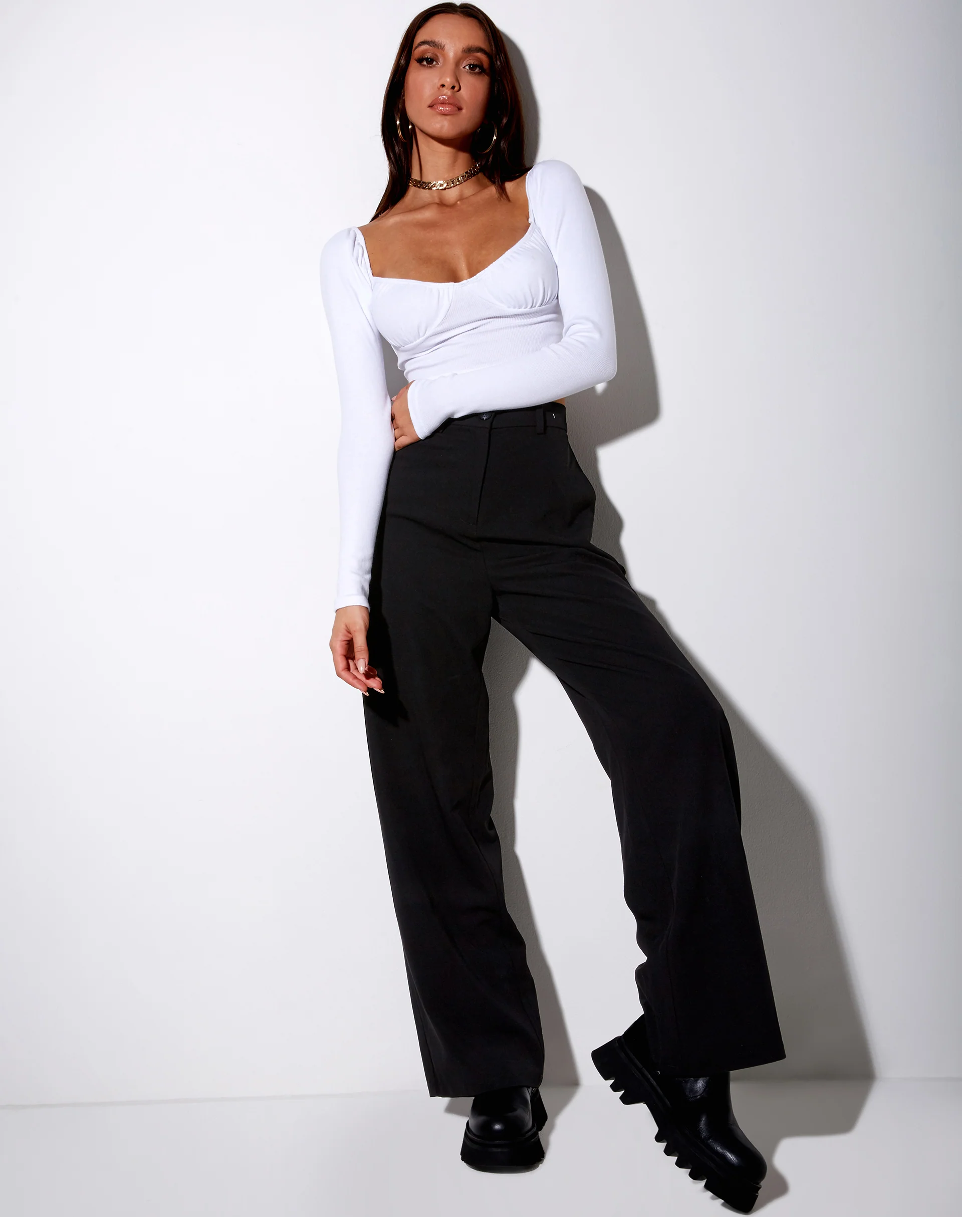 Inalo Crop Top in Rib White - Image 4