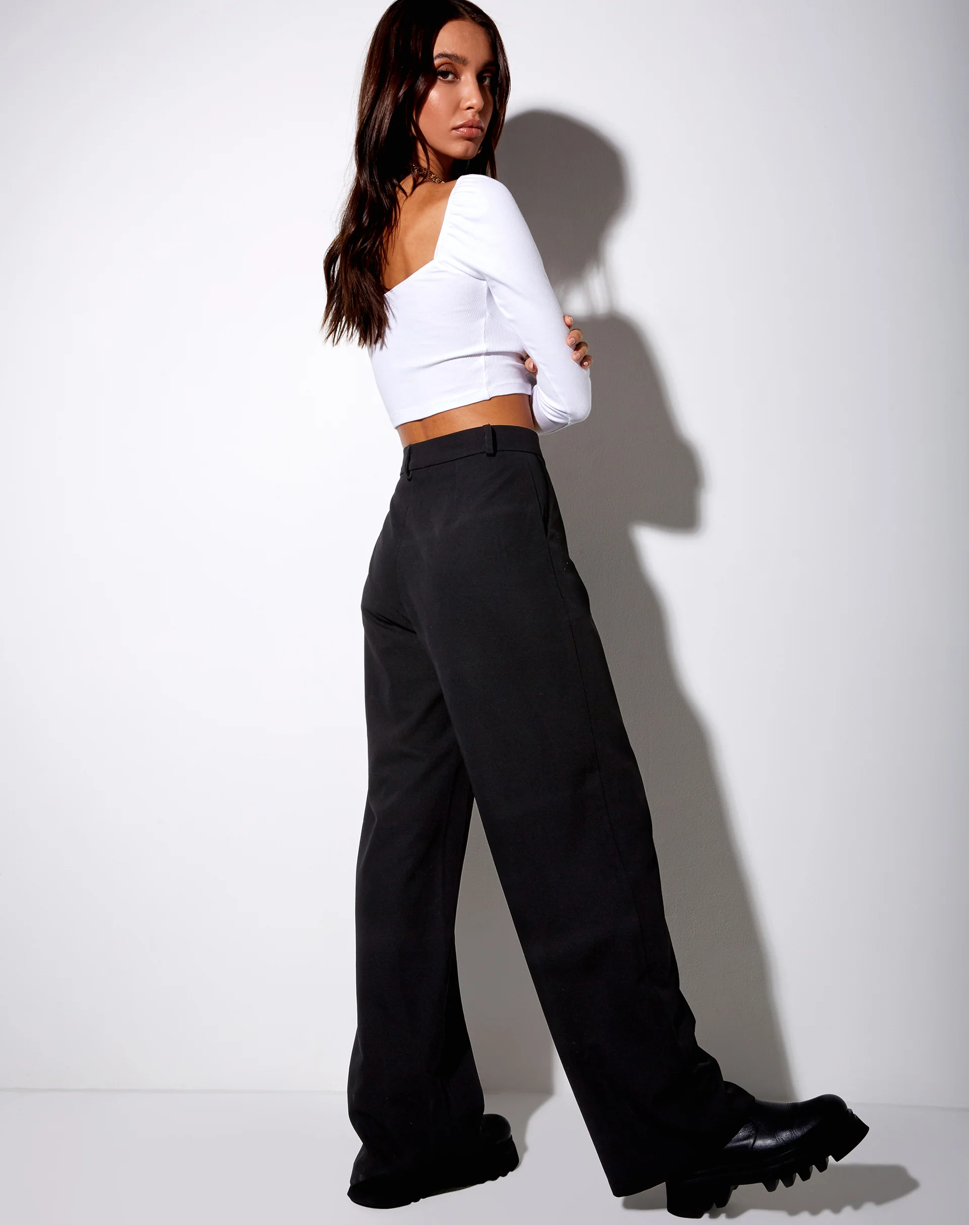 Inalo Crop Top in Rib White - Image 5