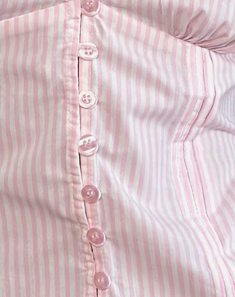 Inasha Top in Candy Pink Small Vertical Stripe - Image 6