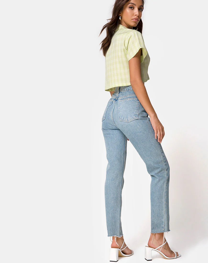 Indiana Cropped Shirt in Sage Check - Image 4