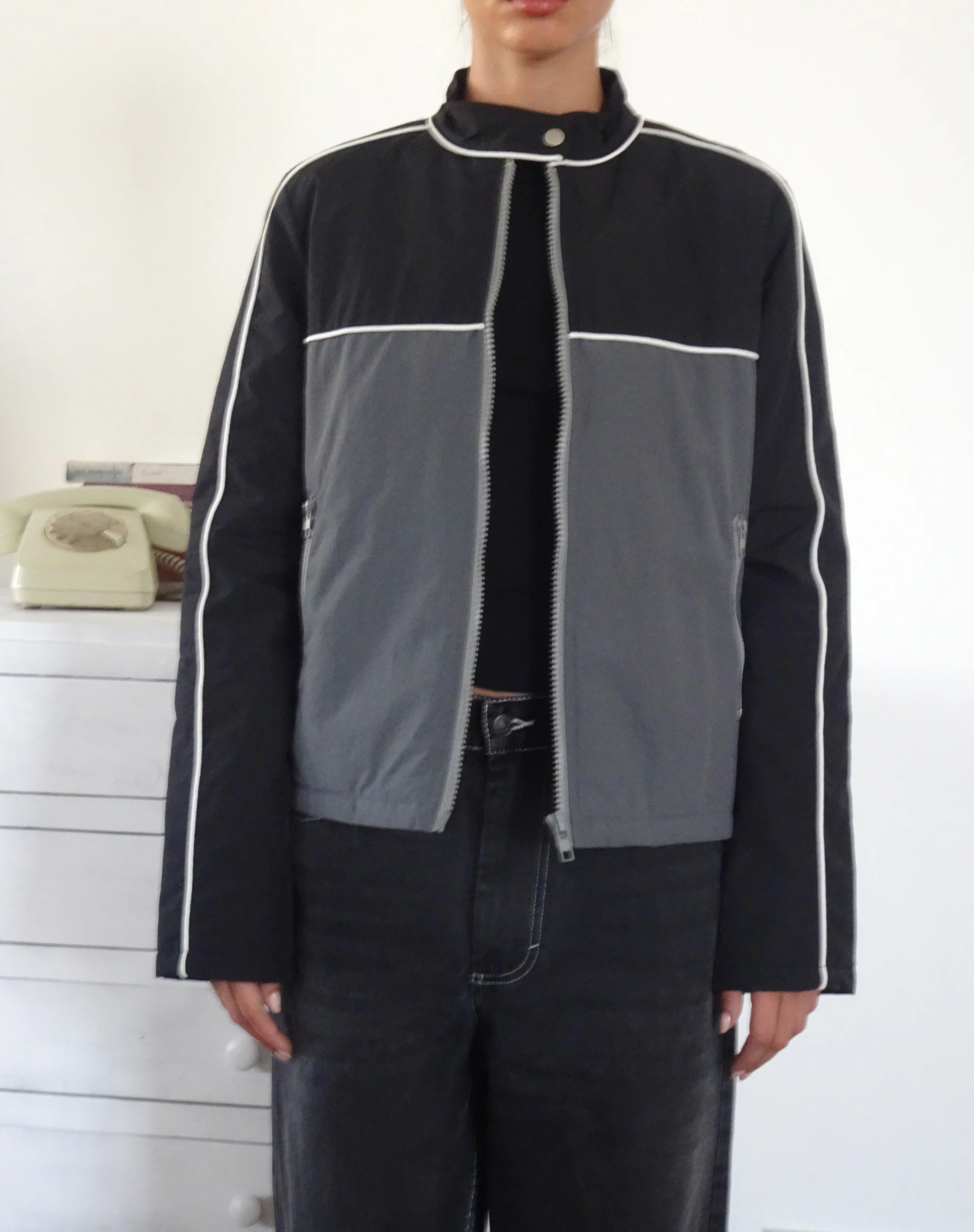 Indira Jacket in Black and Dark Grey - Image 2