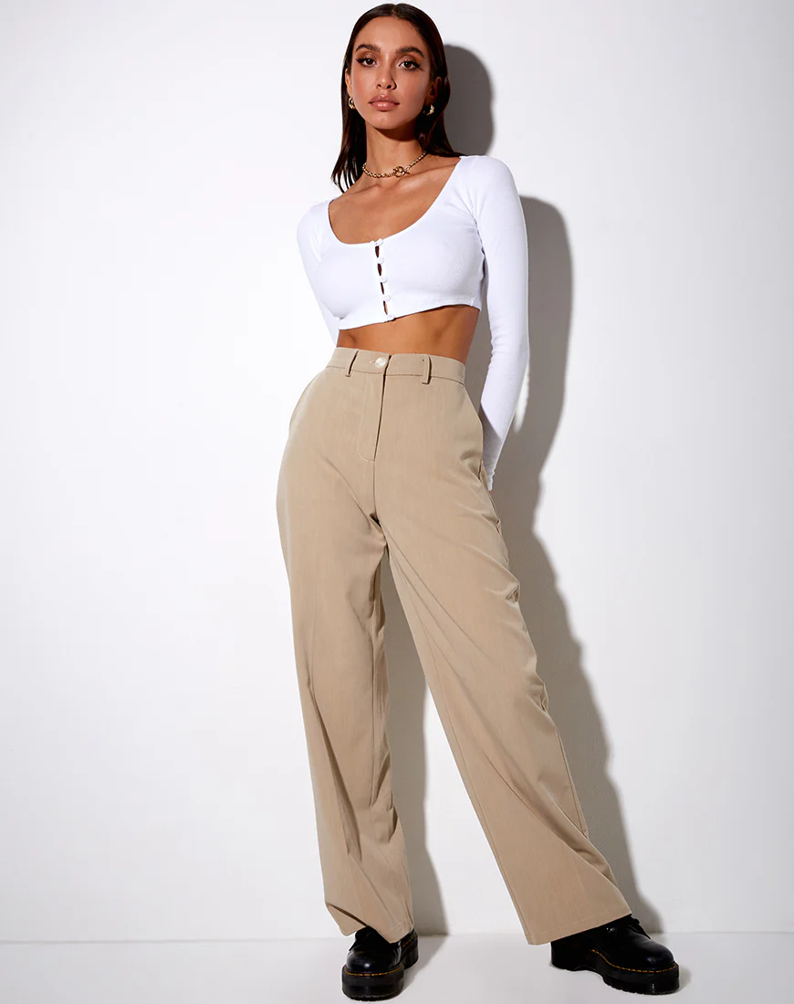 Ineke Crop Top in Rib White - Image 4