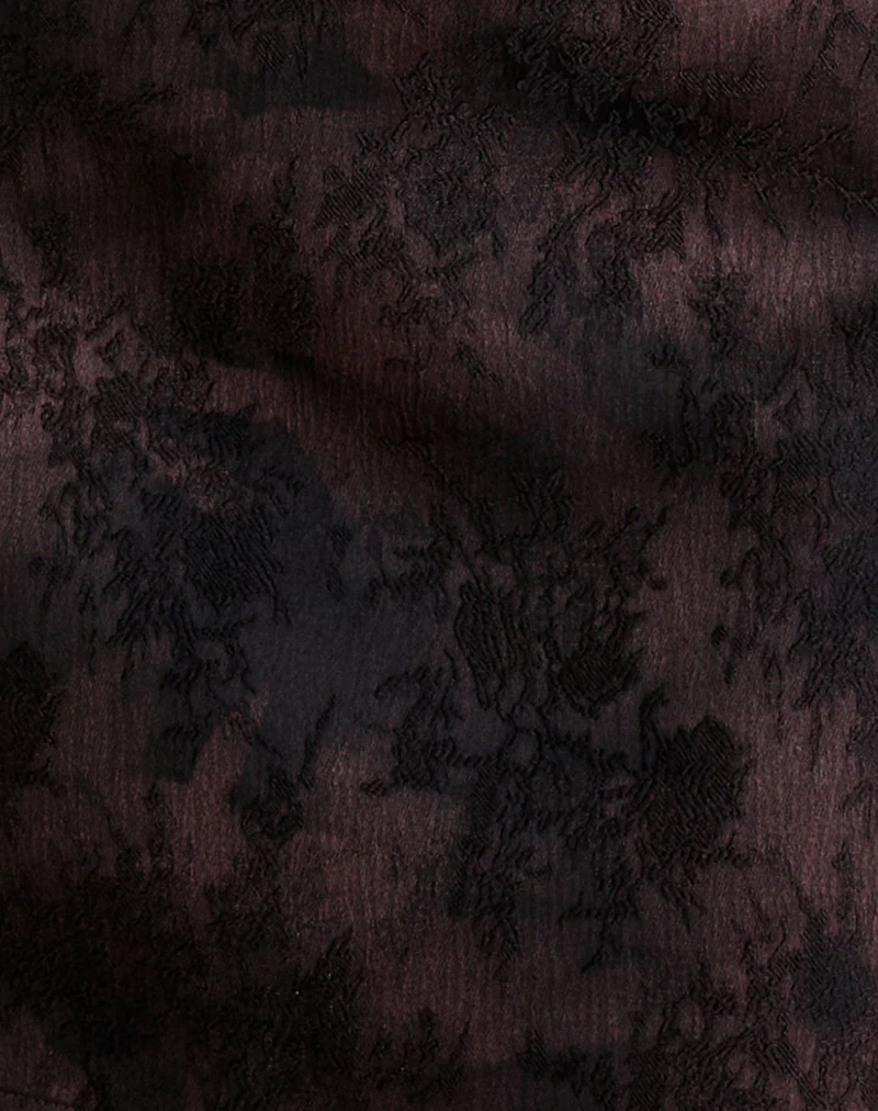 Iniya Mini Skirt in Jacquard Dark Purple Floral - Image 5