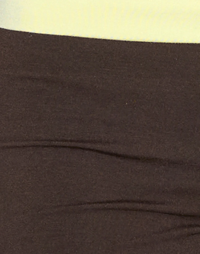 Inrida Halterneck Top in Chocolate Brown and Lemon - Image 6