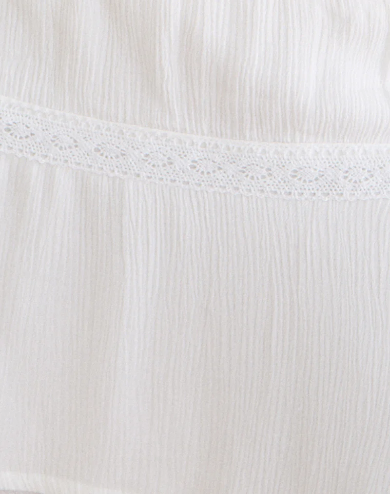 Ira Asymmetric Mini Skirt in Crinkle Off White - Image 6