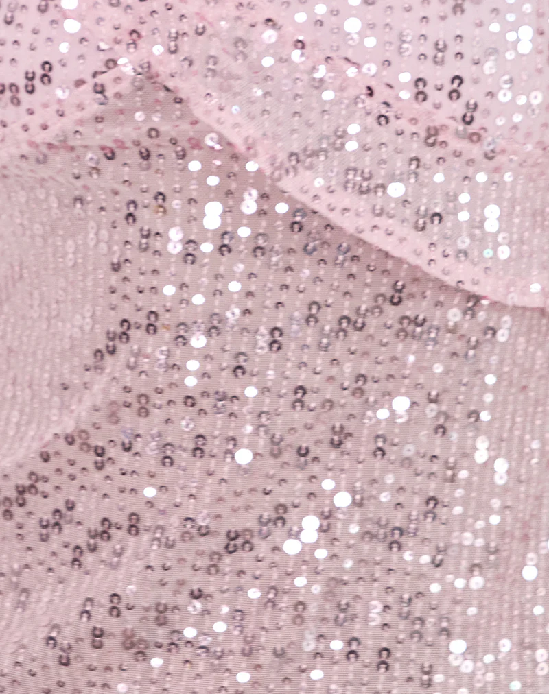 Iranila Asymmetric Top in Gauzy Sequin Baby Pink - Image 5