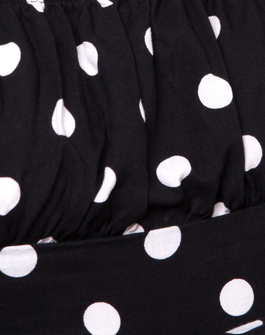Irene Longsleeve Top in 80's Polka Black - Image 6