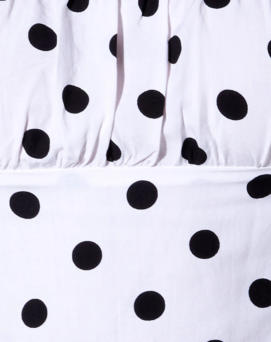 Irene Longsleeve Top in 80's Polka White - Image 5