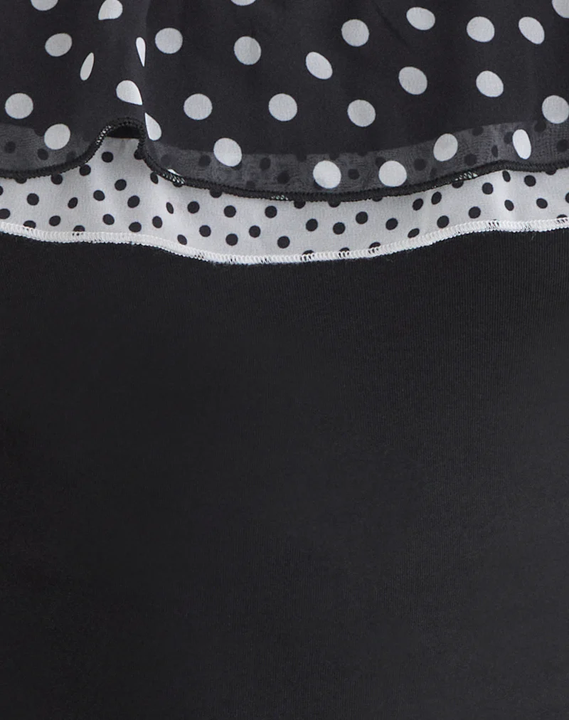 Iridia Top in Cupro Black with Tiny Polka Ruffles - Image 6