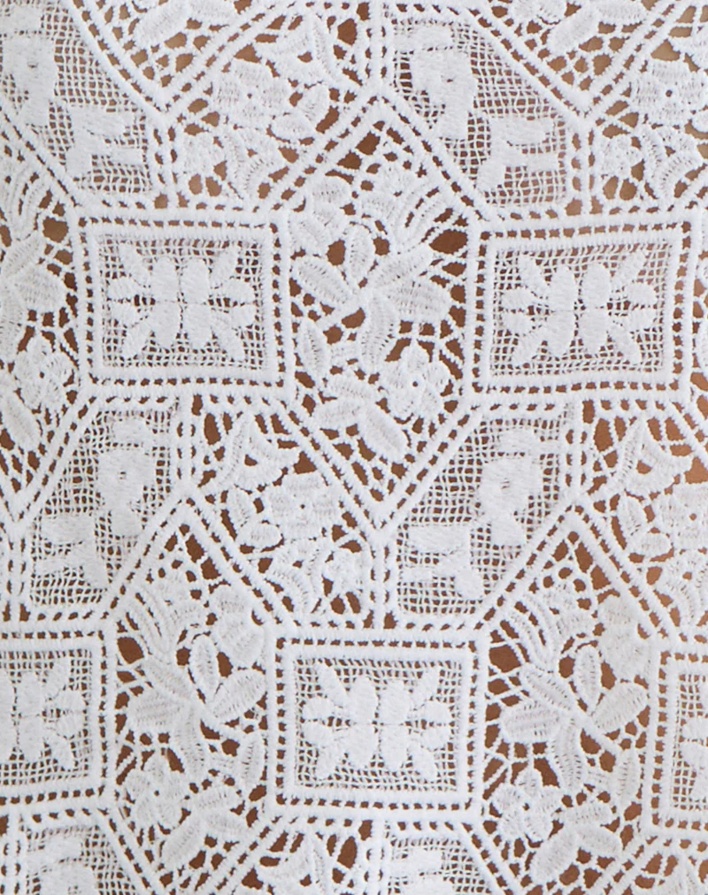 Irina Halterneck Top in Woven Crochet Ivory - Image 7