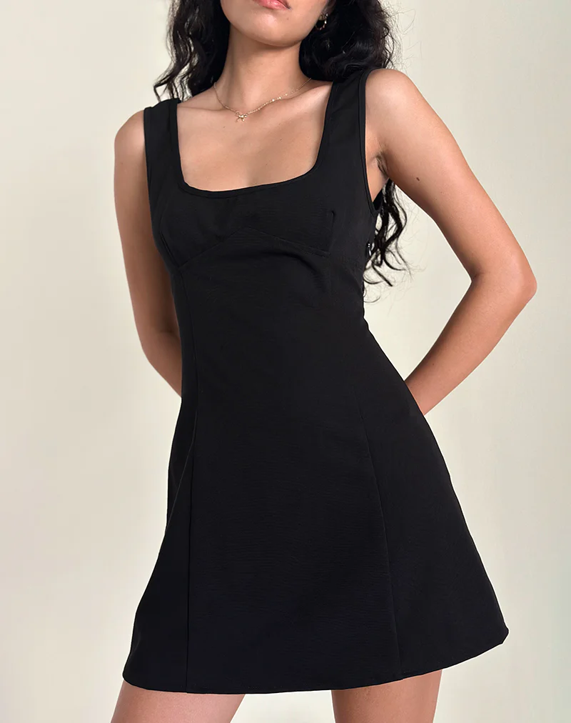 Irinel Bow Back Mini Dress in Black - Image 5